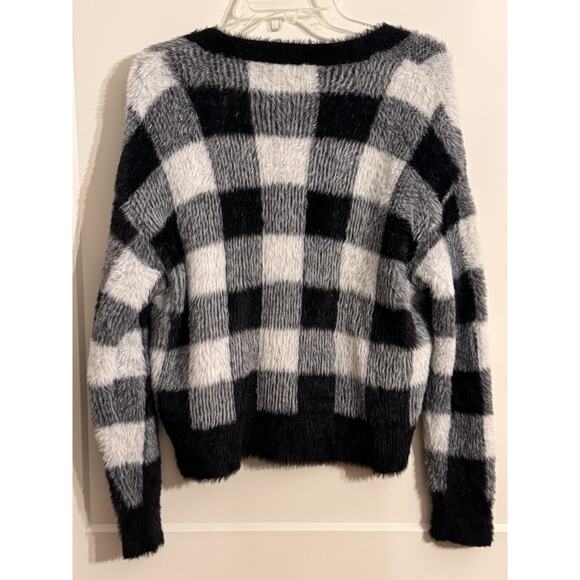 Cloth & Stone Fuzzy Cozy Cardigan Sz S Black-White Check Preppy Dark Academia - Picture 6 of 6